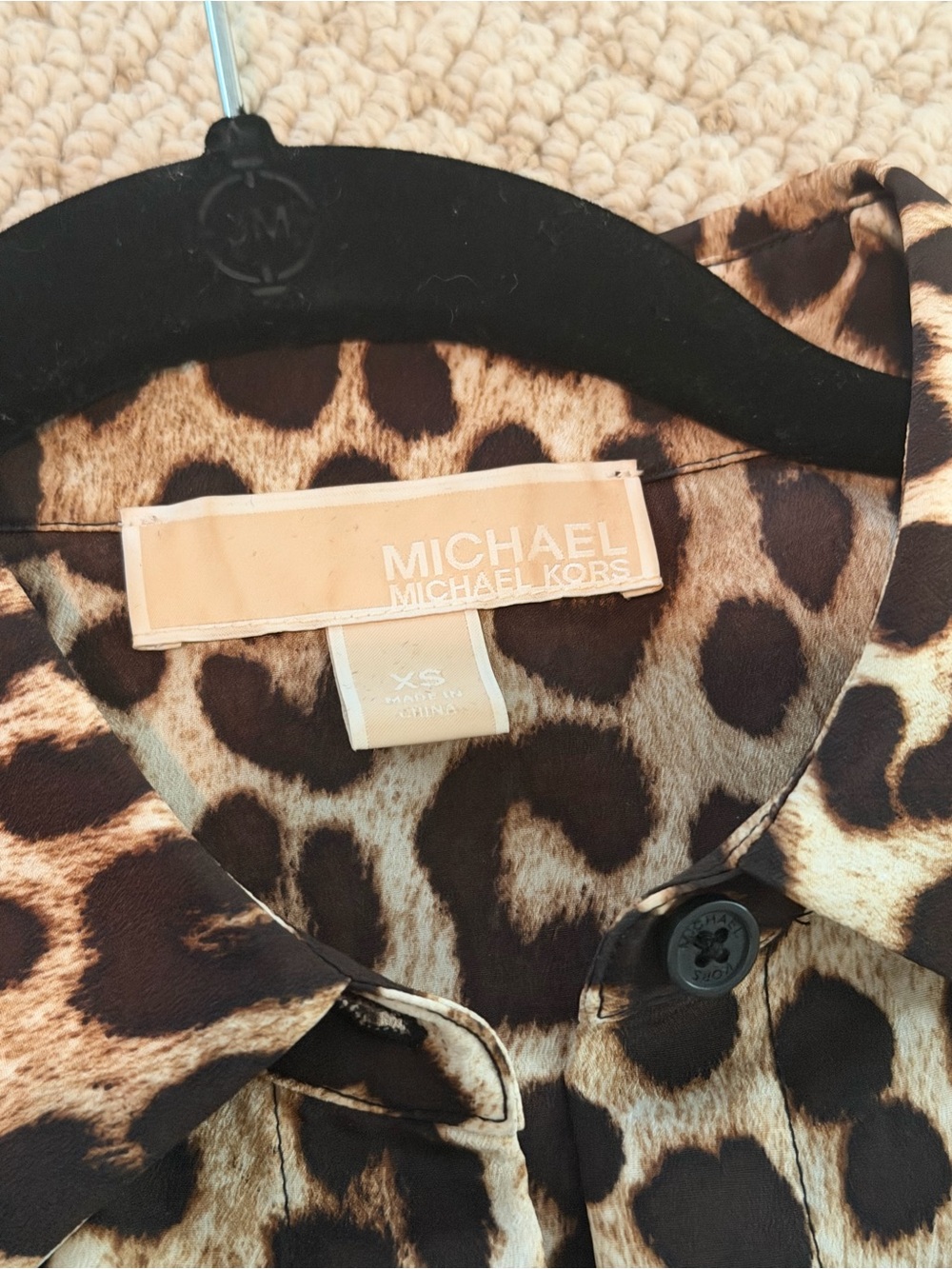 Michael Kors Leopard Print Button-Front Blouse - Brown & Black - Picture 8 of 8
